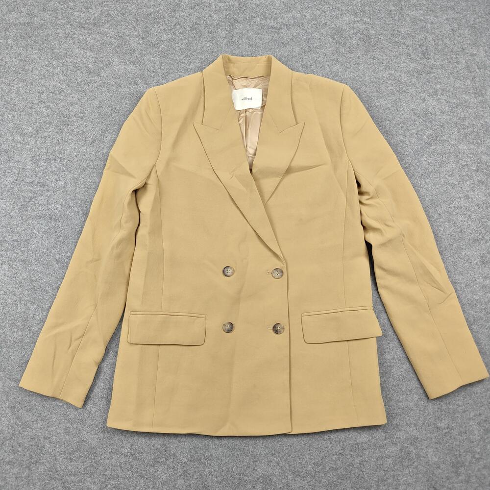 Wilfred Blazer Womens 0 Beige Lined Tailored Crepe Polyester Cupro Workwear